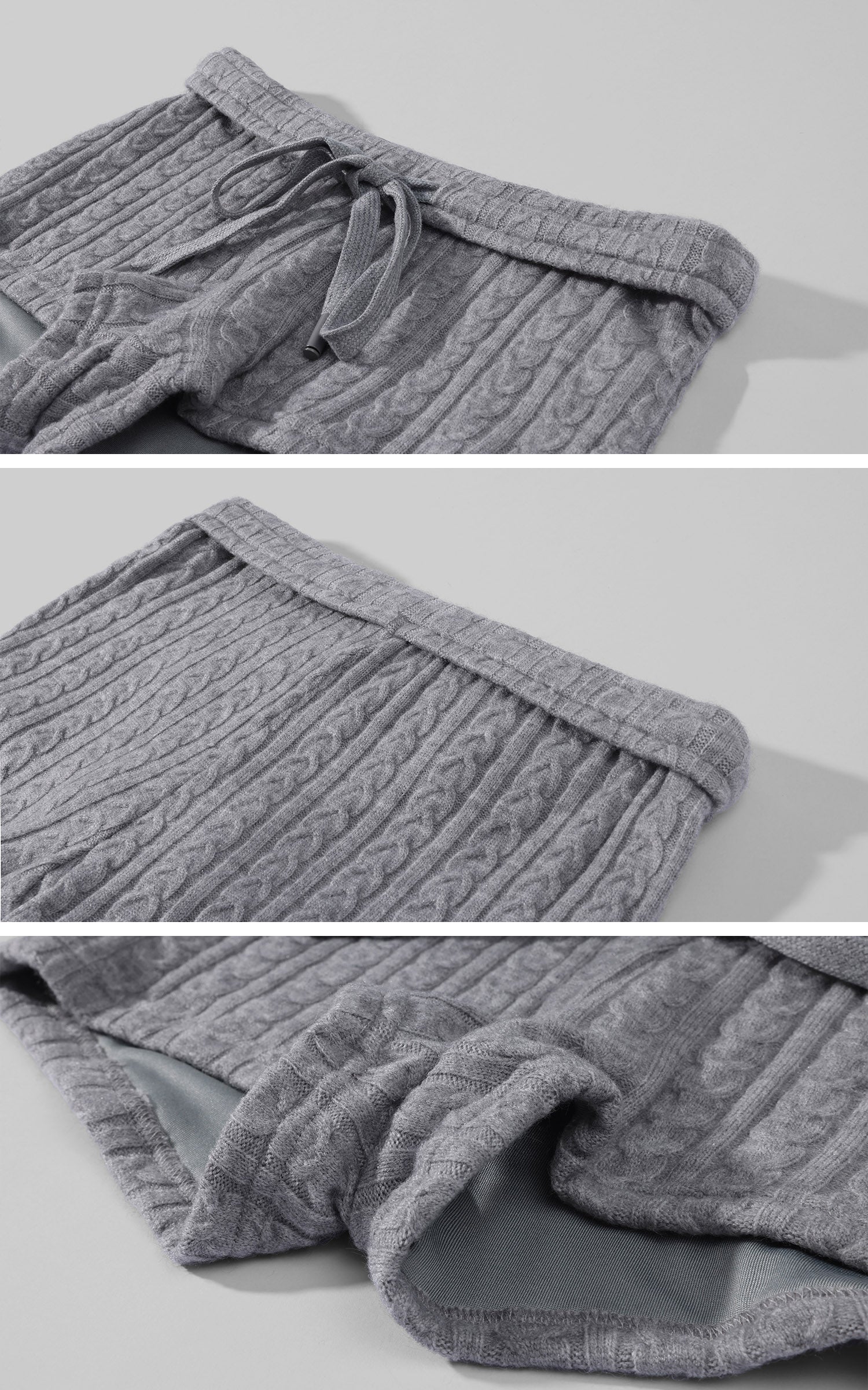 WARDEN EDGE Cable Knit Mini Shorts with Drawstring Waist