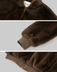 IAMXIAA Chocolate Brown Fur-Effect Cropped Bomber Jacket