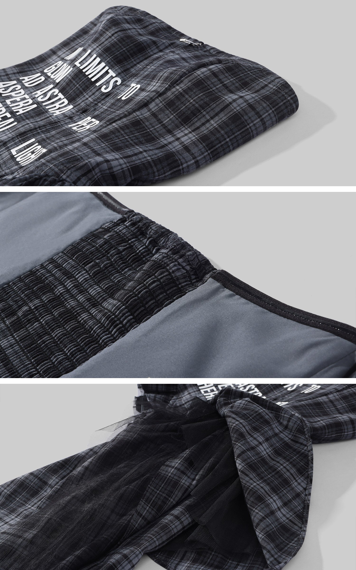 WARDEN EDGE Plaid Graphic Asymmetrical Draped Corset Top