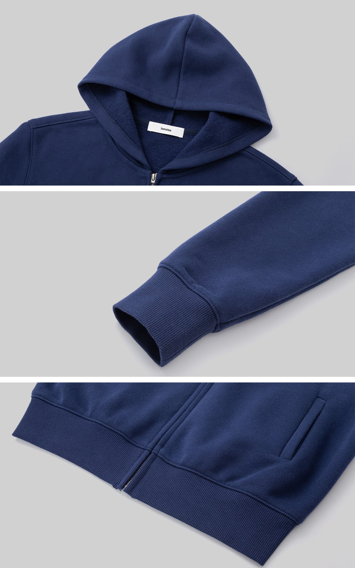 IAMXIAA Vintage Blue Cropped Zip-Up Hoodie