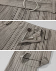 Hydrae D-Ring Belted Pinstripe Wide-Leg Pants