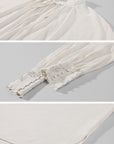 Hydrae Embellished Ruffle-Neck Tie-Front Blouson-Sleeve Top