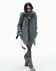 IAMXIAA Belted Ribbed Longline Knit Cardigan