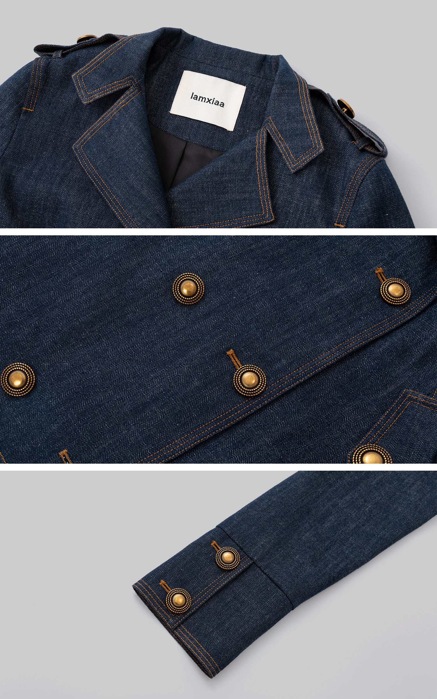 IAMXIAA Double-Breasted Denim Tailored Jacket