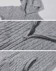 WARDEN EDGE Hooded Cable-Knit Zip Sweater Jacket