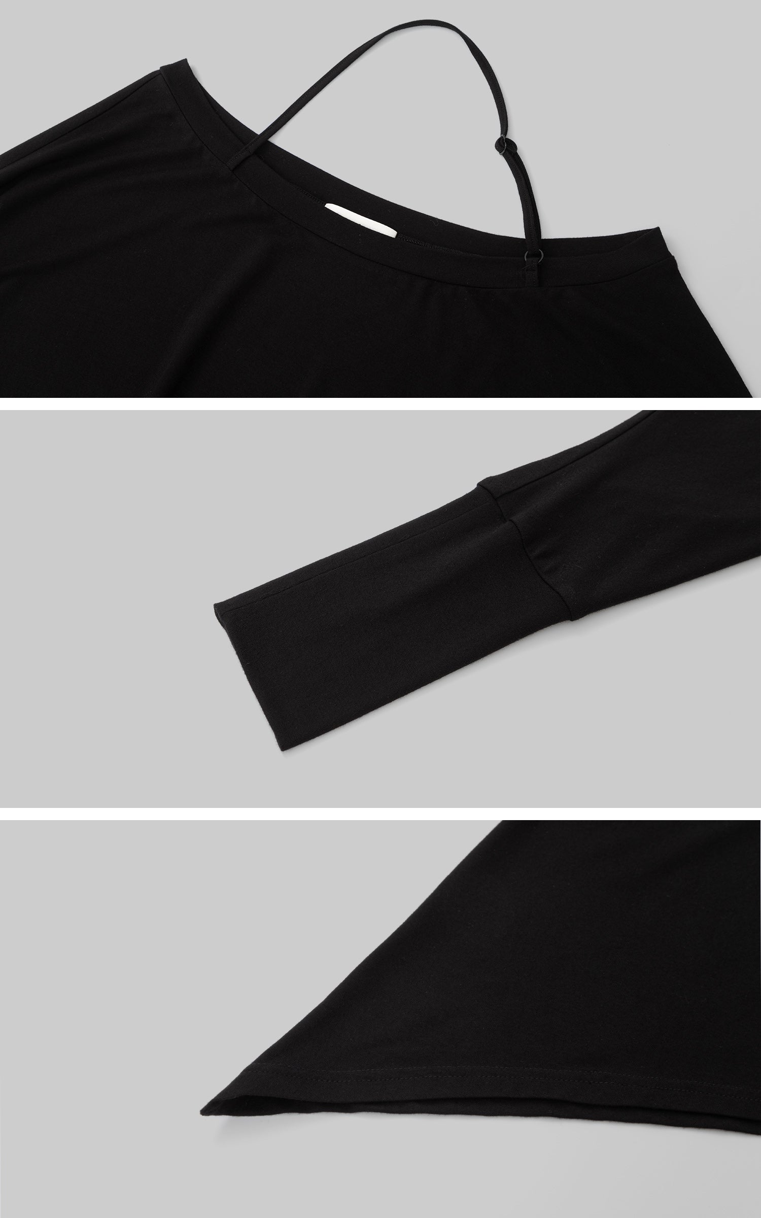 IAMXIAA Off Shoulder Long Sleeve Top with Adjustable Strap