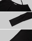IAMXIAA Off Shoulder Long Sleeve Top with Adjustable Strap