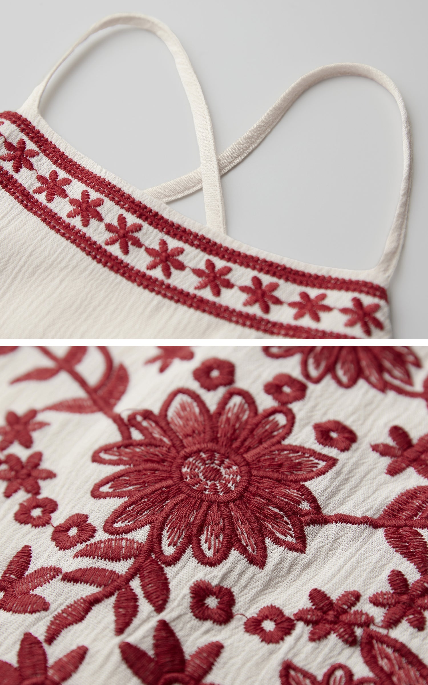 DOINDULGE Embroidered Halter Top with Floral Motif and Beaded Hem Detailing