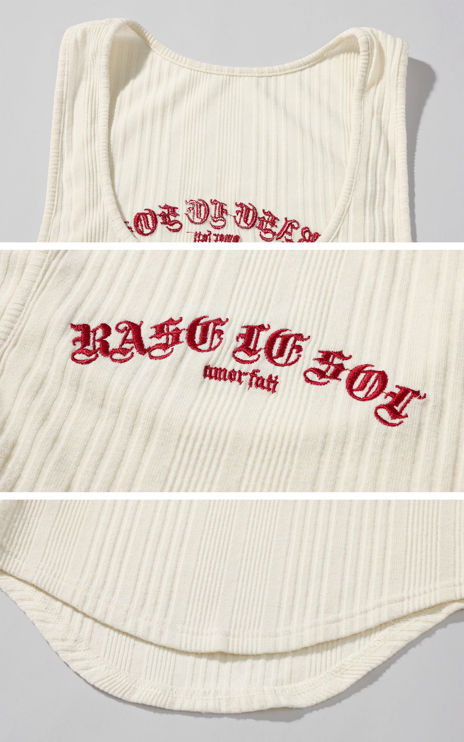 Rase le sol Ribbed Embroidered Tank Top