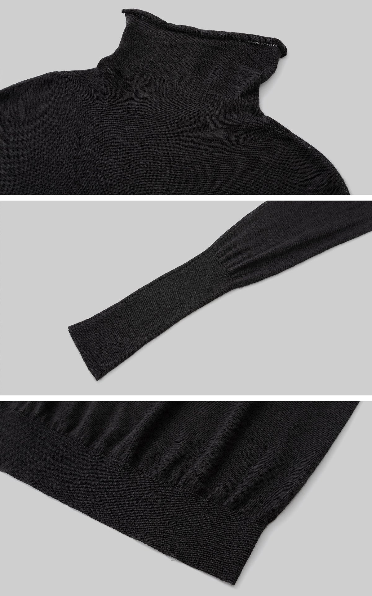 IAMXIAA Sheer Dolman Sleeve Turtleneck Knit Top