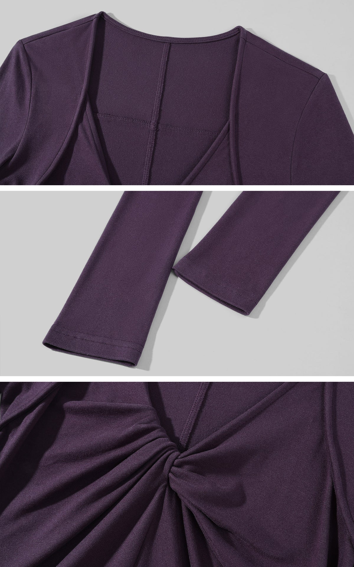 Rase le sol Twisted V-Neck Fitted Long Sleeve Top