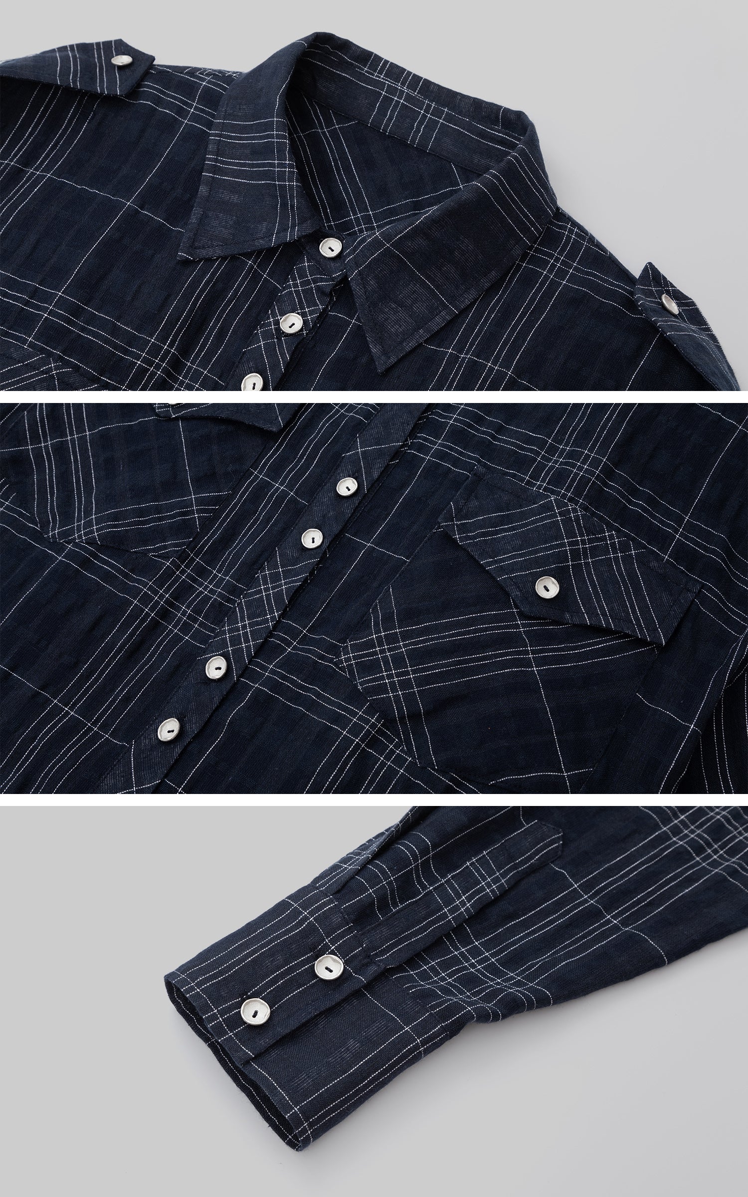 IAMXIAA Plaid Long Sleeve Shirt with Button Down Front and Tie Back Detail