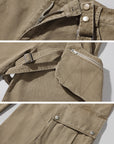 WARDEN EDGE Wide Leg Cargo Pants with Strap Details and Detachable Pocket