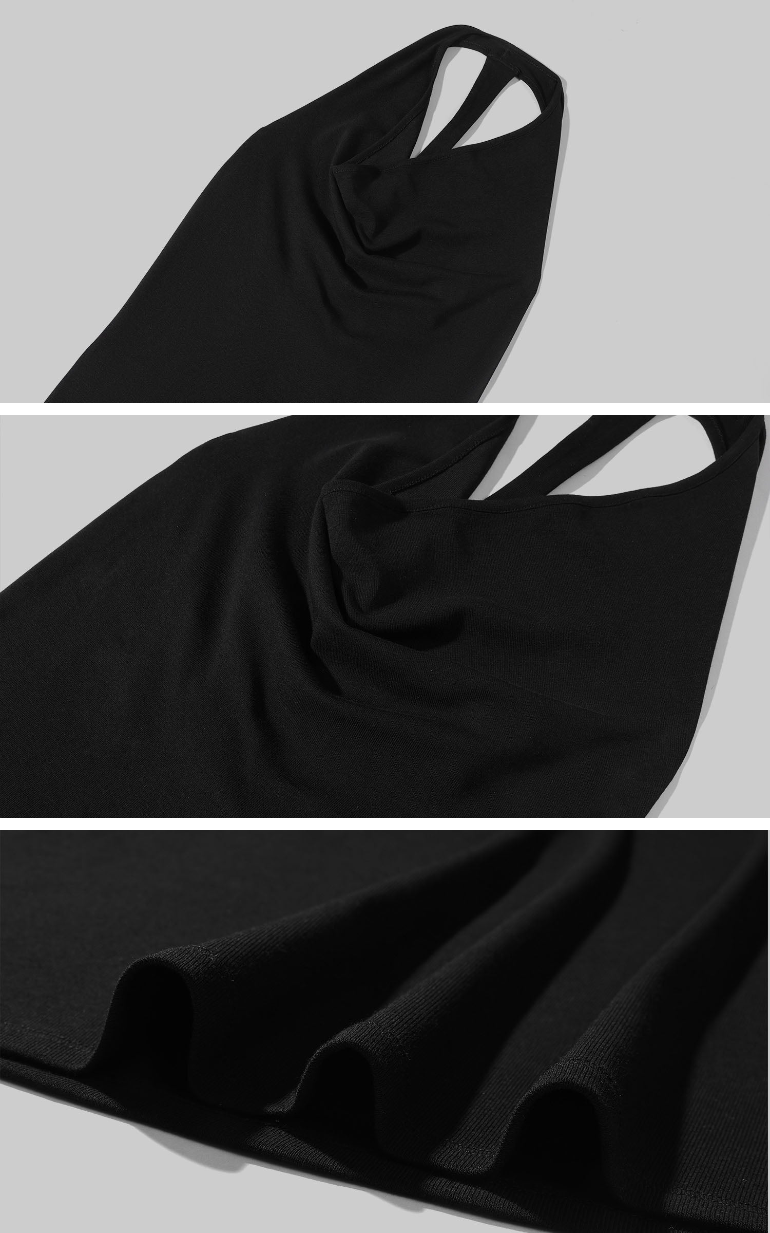 Rase le sol 홀터 드레이프 넥 백리스 롱 드레스