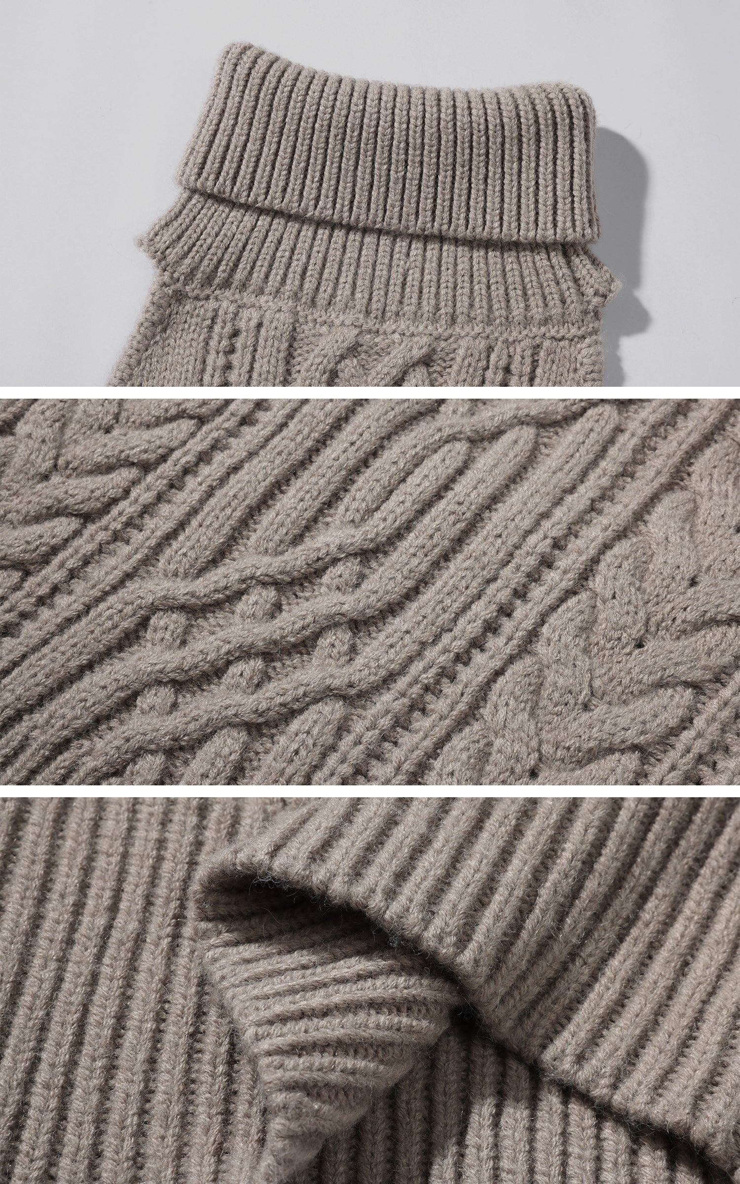 ROVENTE 케이블 니트 가디건, 베스트, 쇼츠 3피스 세트