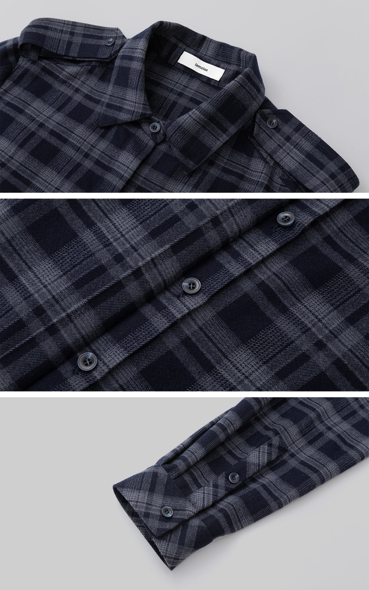 IAMXIAA Chemise à carreaux foncés avec épaulettes