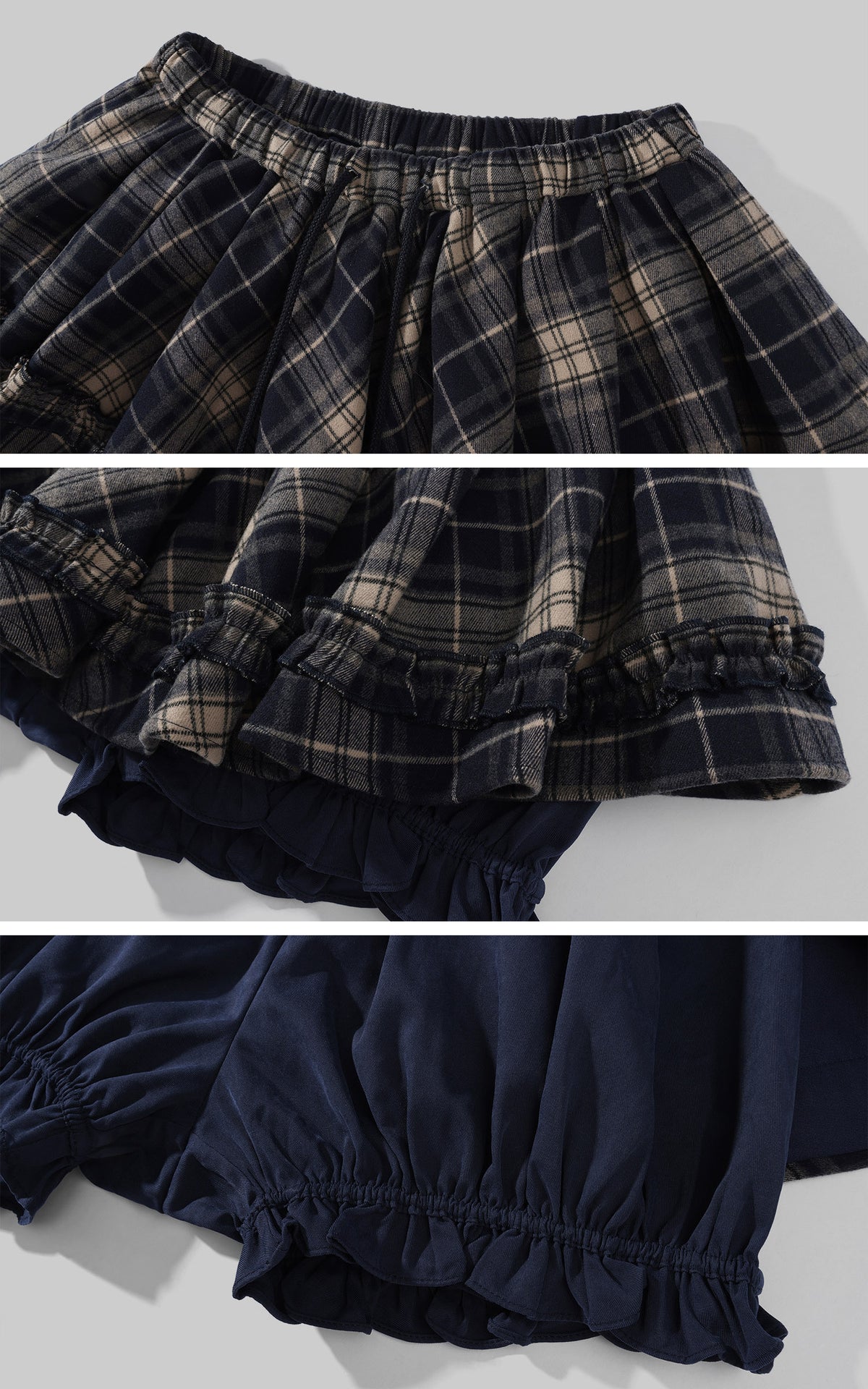 Rase le sol Tartan Plaid Ruffled Micro Skirt with Built-In Shorts