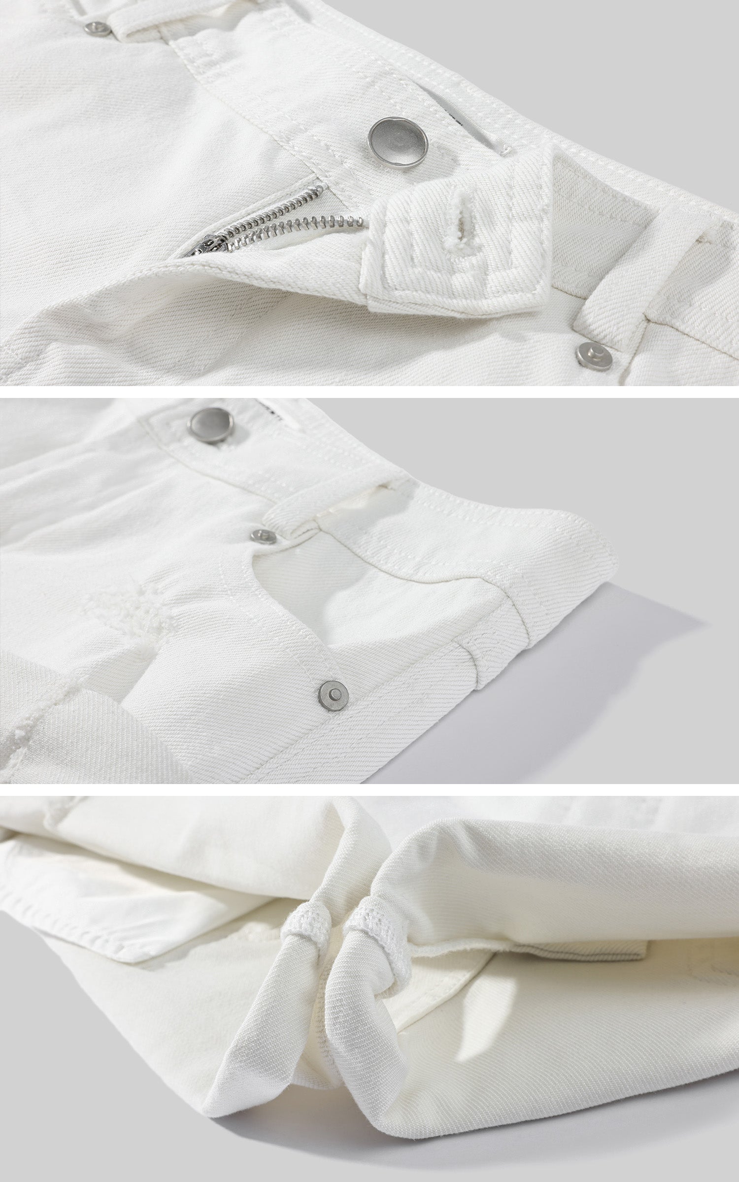 ROVENTE Low Rise White Denim Mini Shorts