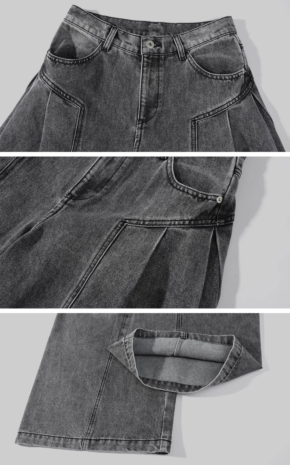 WARDEN EDGE Washed Sculpted Wide-Leg Jeans