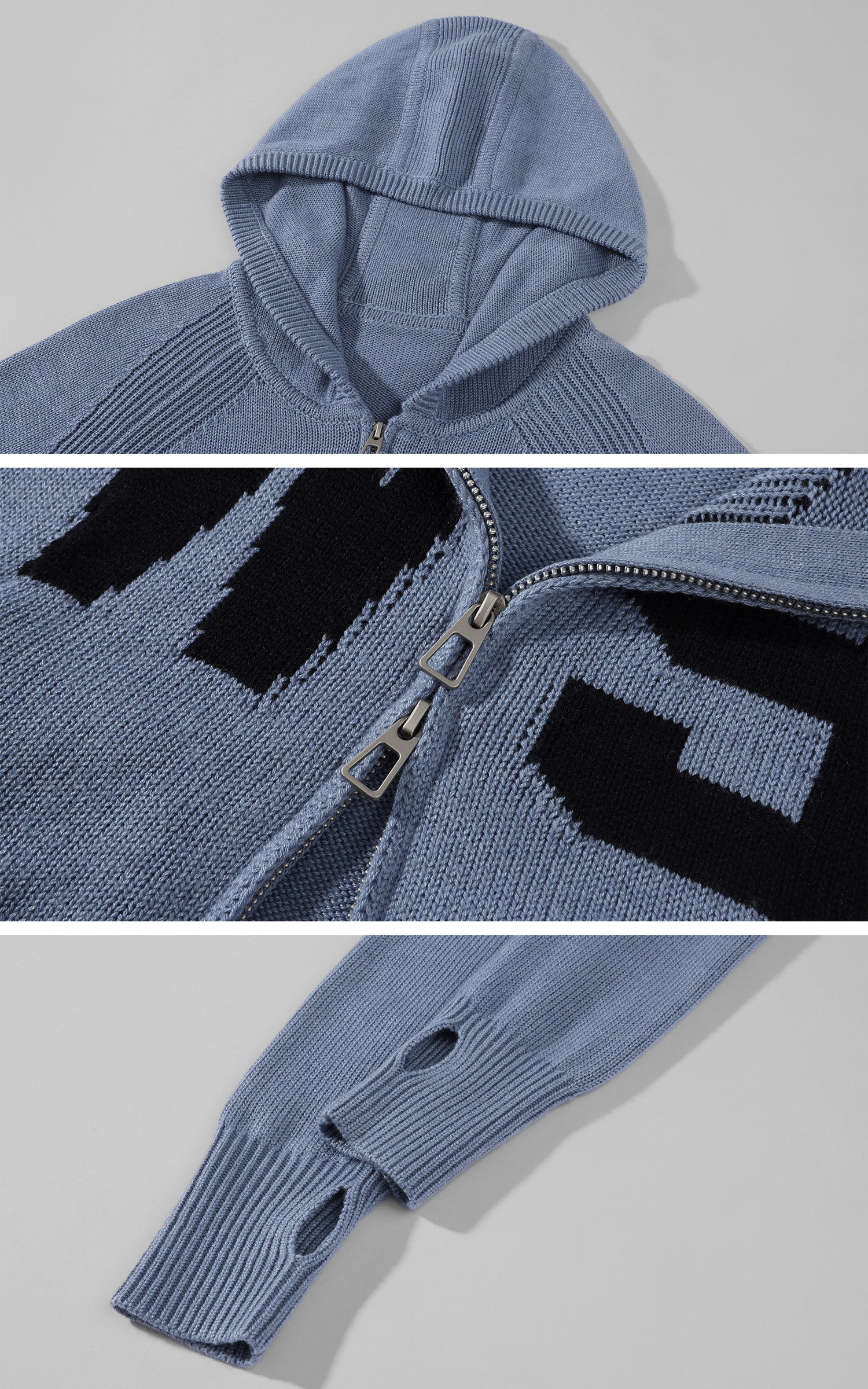 WARDEN EDGE W9 Intarsia Wool Knit Zip Hoodie &amp; Shorts Set