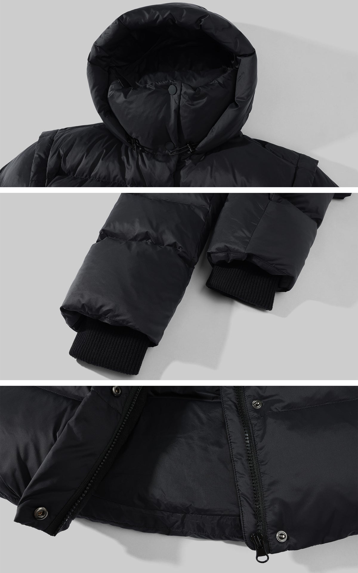 WARDEN EDGE Oversized Hooded Cropped Puffer Jacket with Detachable Sleeves and High Neck