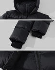 WARDEN EDGE Oversized Hooded Cropped Puffer Jacket with Detachable Sleeves and High Neck