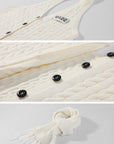 0122stepll Cable Knit Halter Button Vest