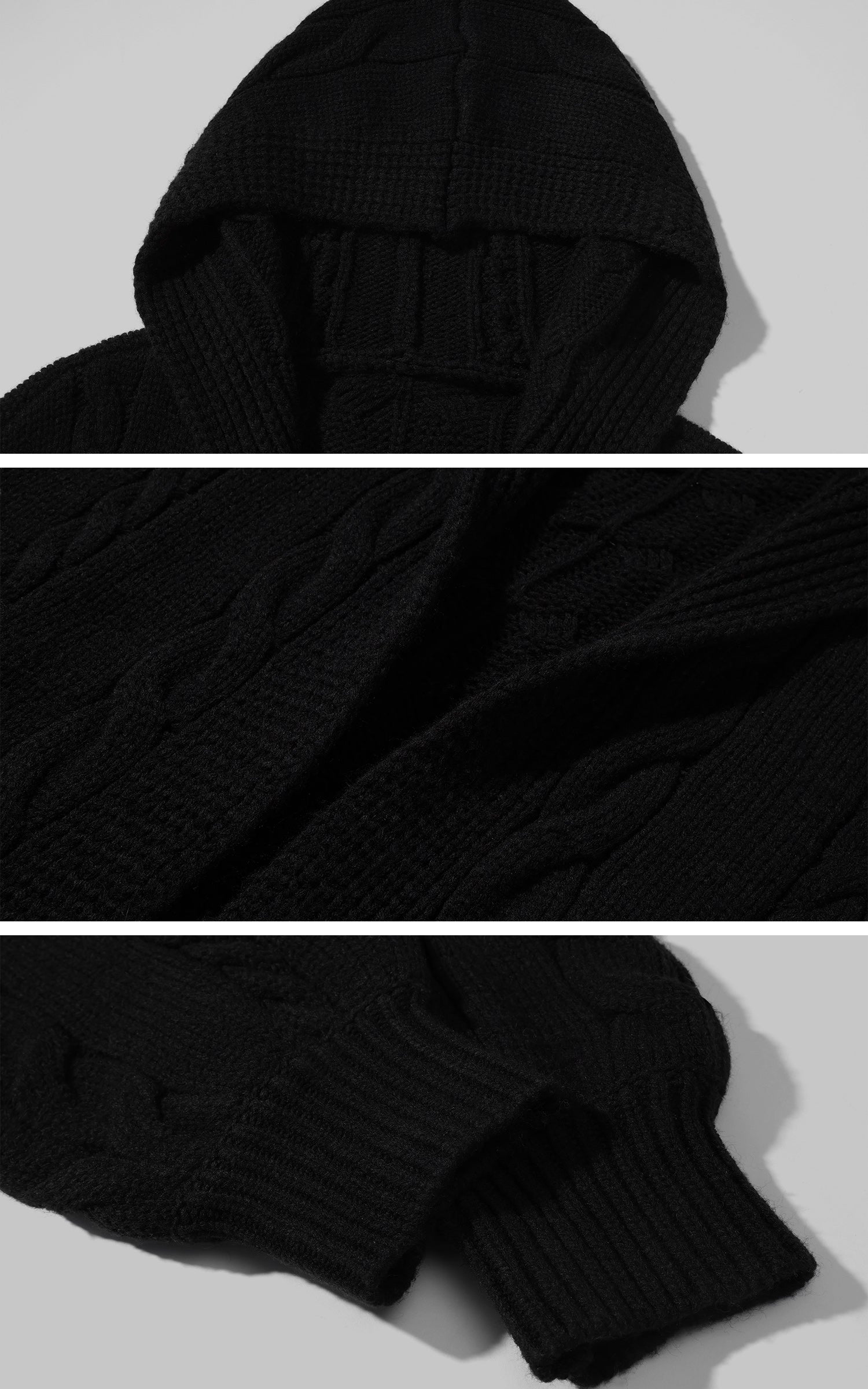 Rase le sol Oversized Cable Knit Hoodie Cardigan