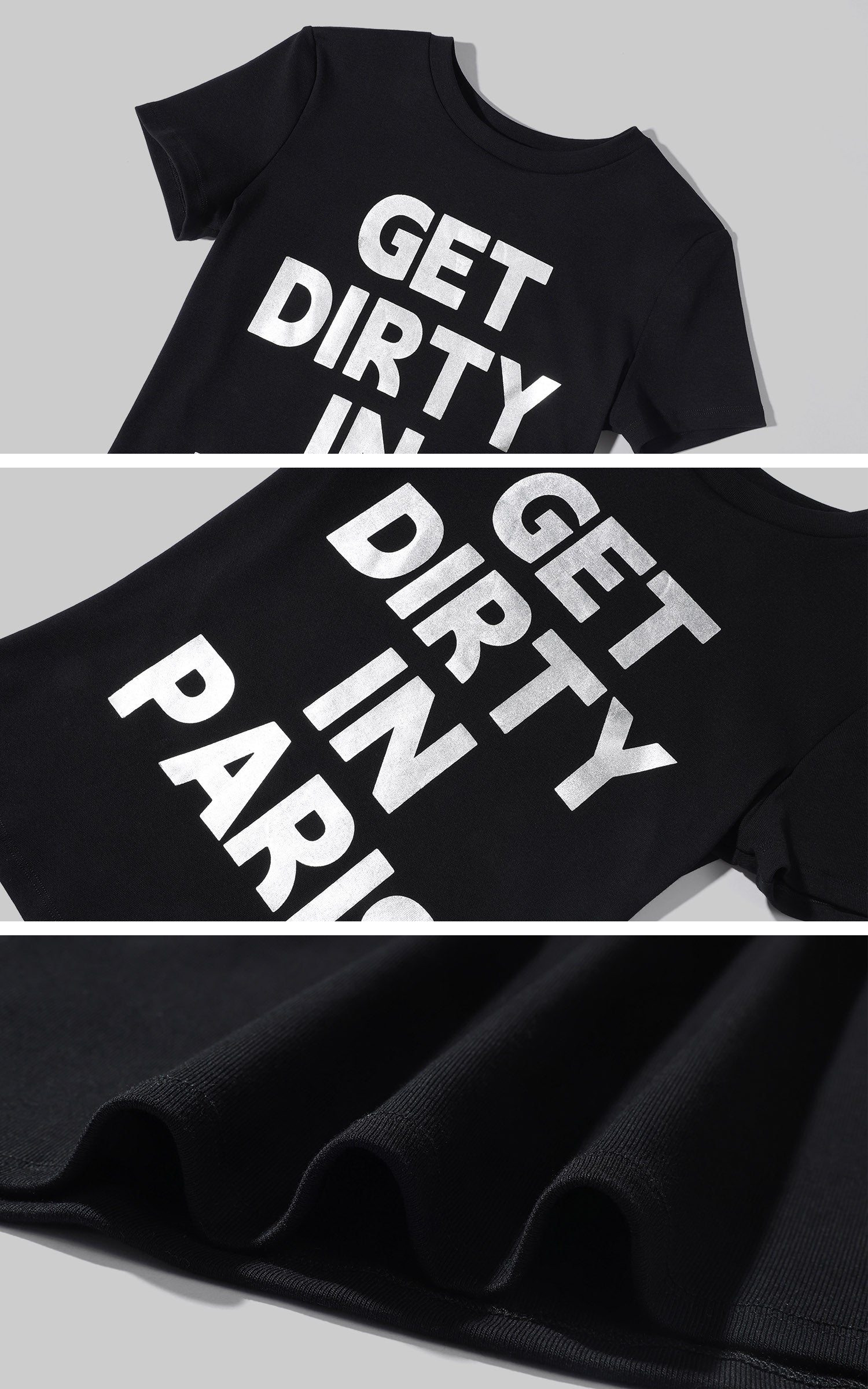 0122stepll “パリで汚れよう” フィットグラフィックTシャツ