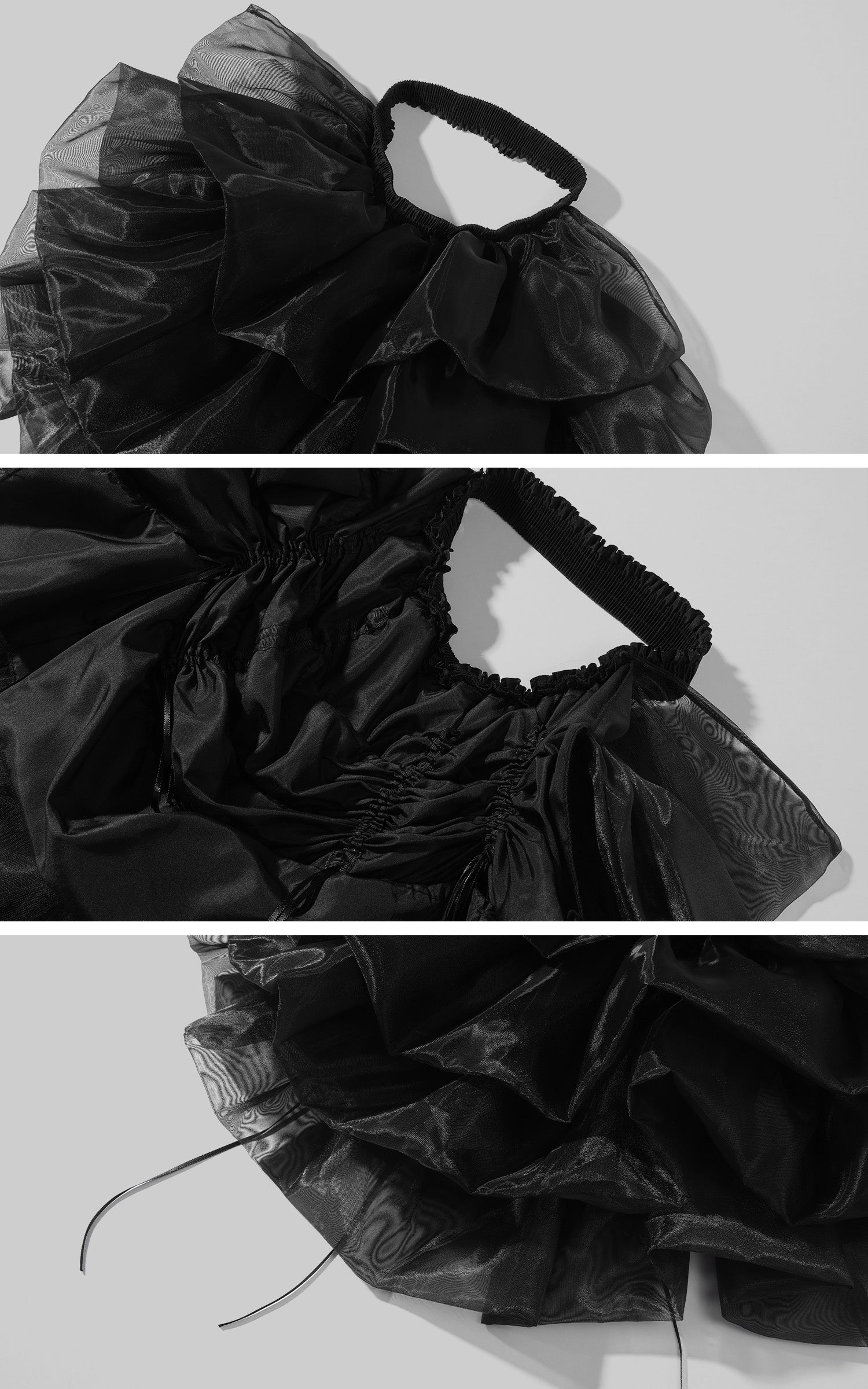 Rase Le Sol Sheer Layered Corset Top &amp; Asymmetric Ruffle Skirt Set