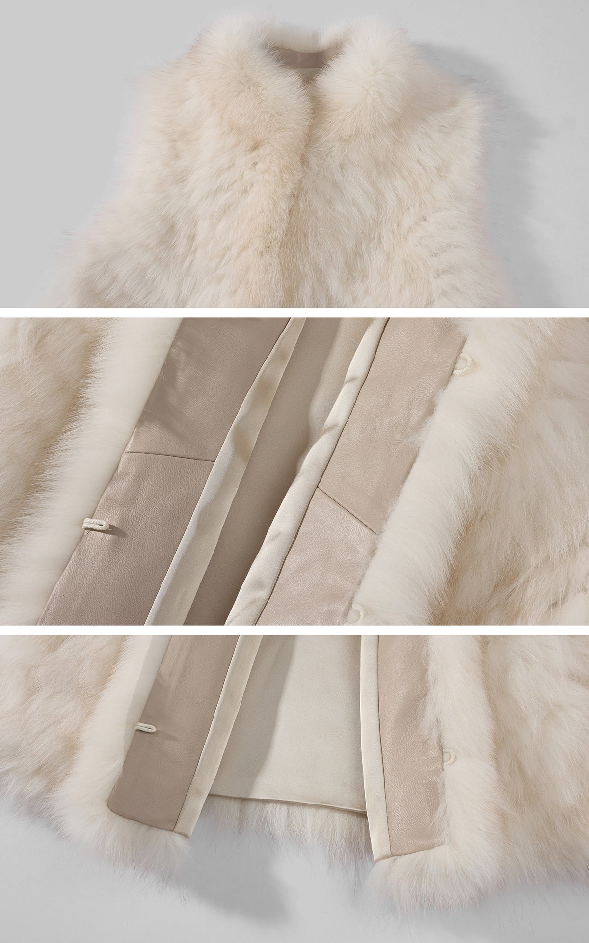WARDEN EDGE Ivory Fox Fur Shawl Collar Vest