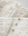 DOINDULGE Baroque Embroidered Blouse with Ruffled Lace Panels