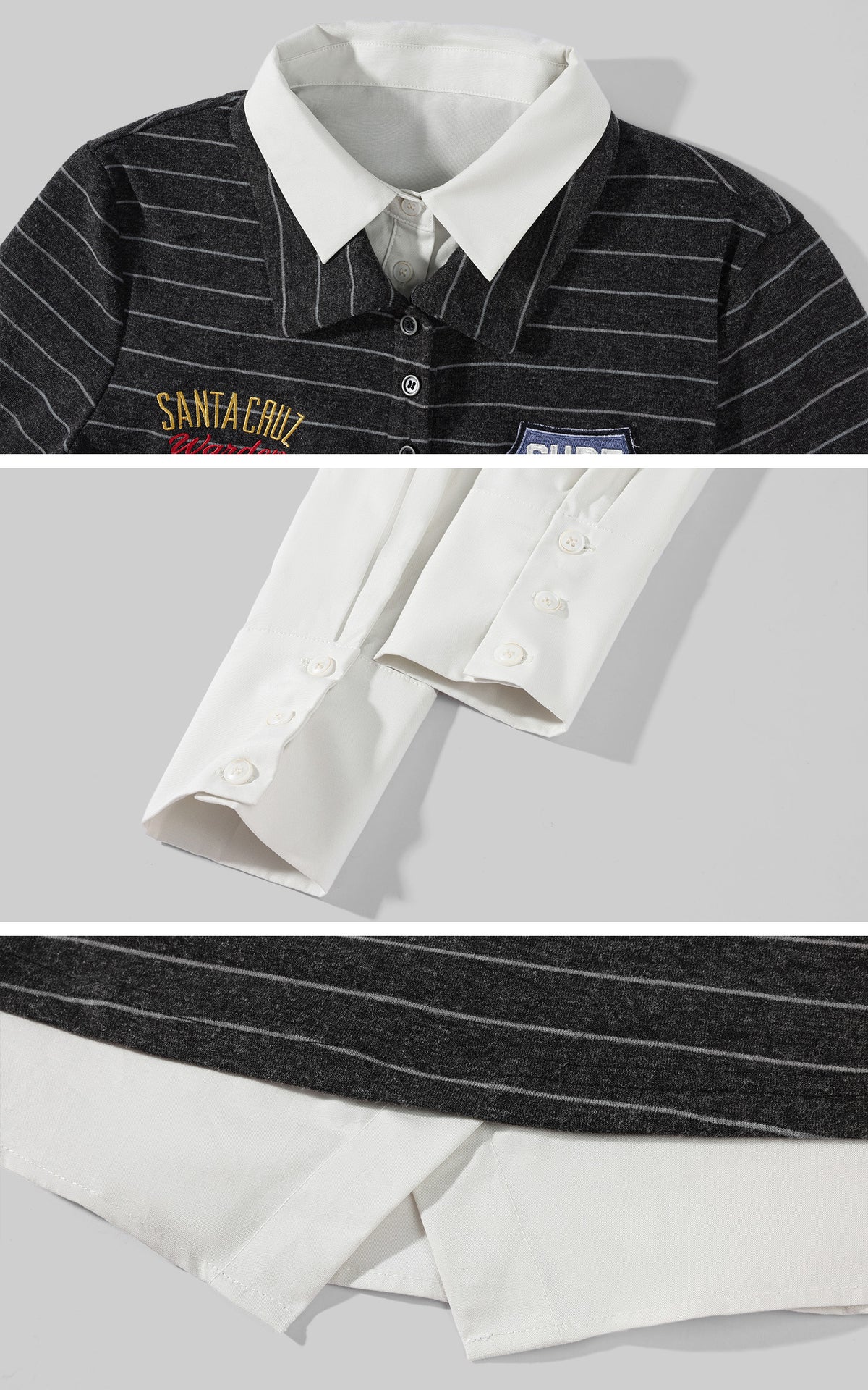WARDEN EDGE Layered Striped Polo Shirt