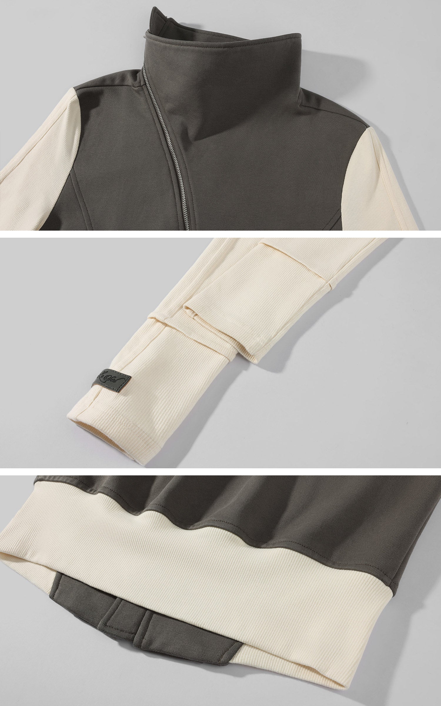 Rase le sol Asymmetric High-Neck Zip Jacket