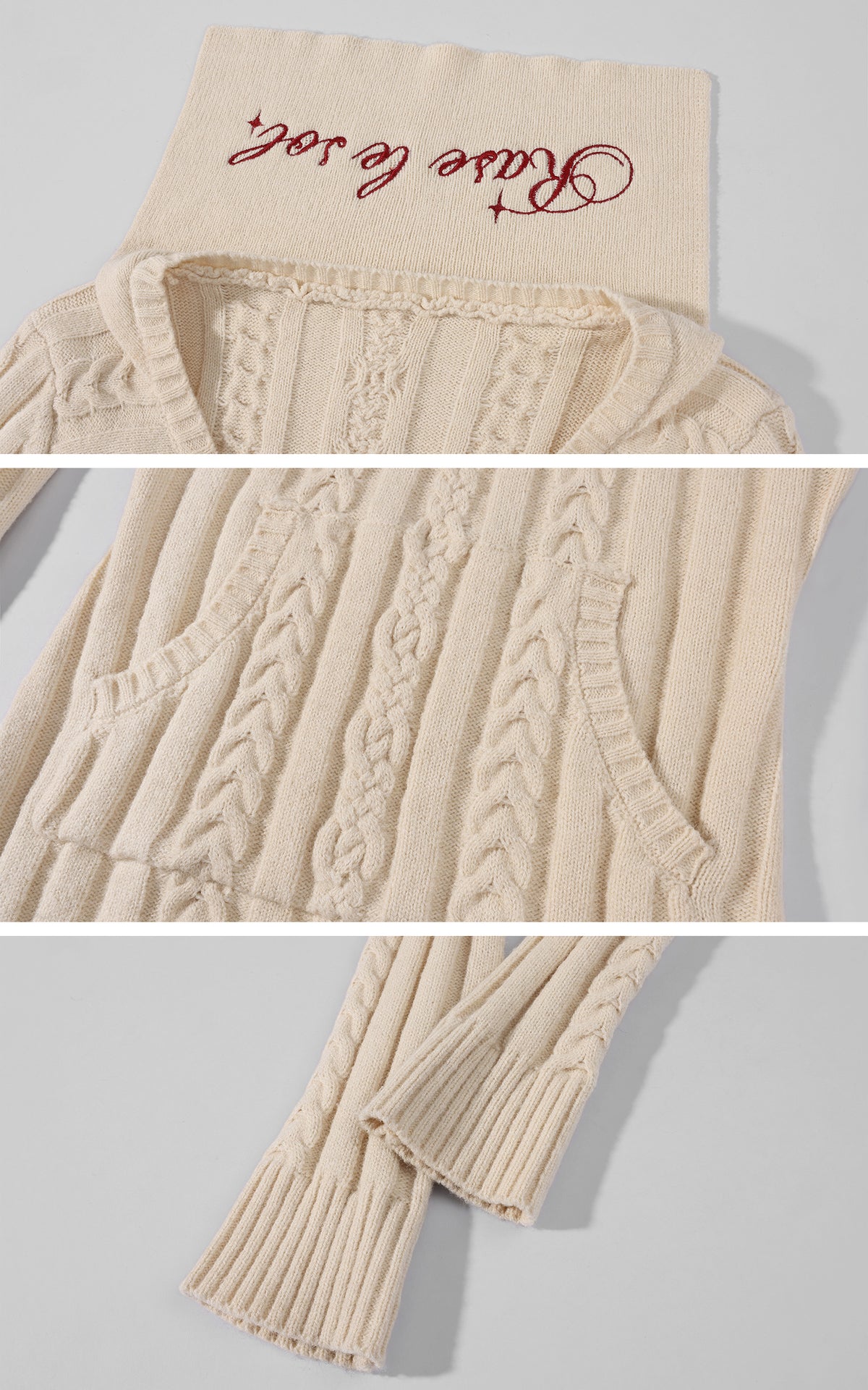 Rase le sol Sculpted V-Neck Cable Knit Top