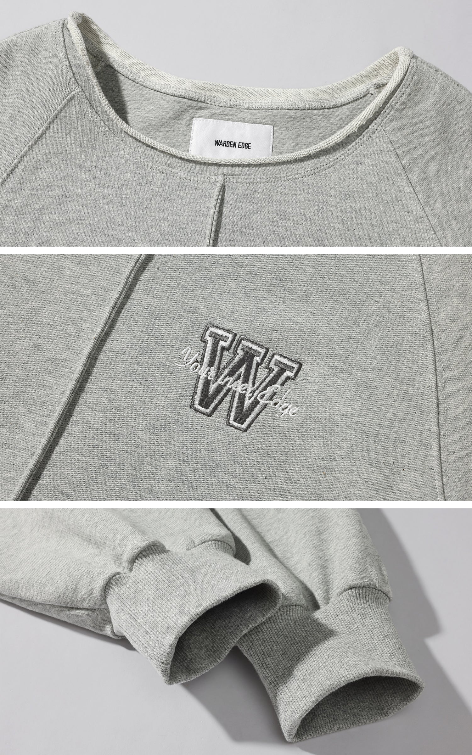 WARDEN EDGE Oversized Grey Sweatshirt with Embroidered W Logo