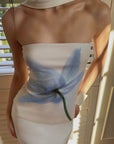 0122stepll Ensemble Top Tube à Collier Fleuri & Jupe Midi