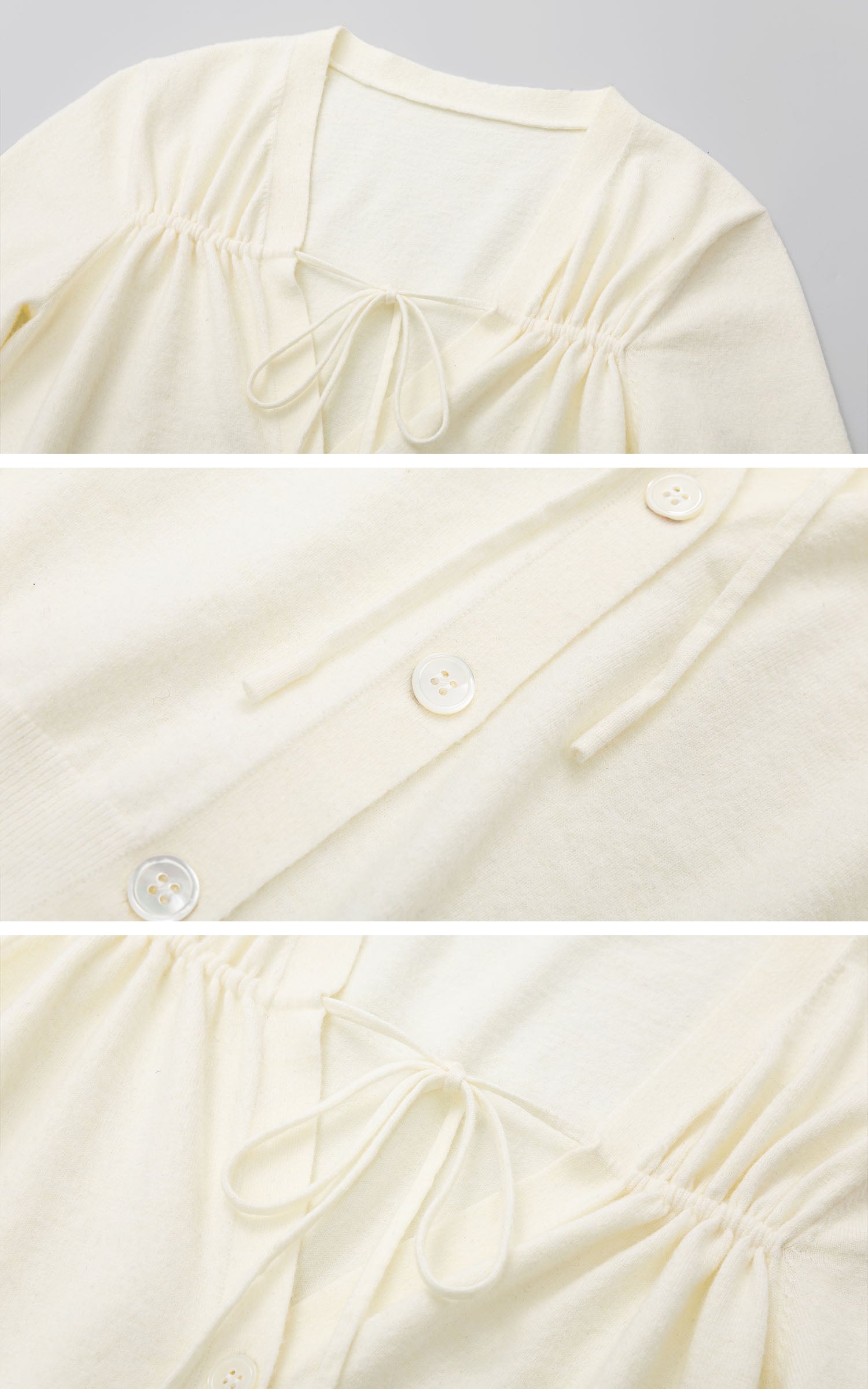 IAMXIAA Lace-Up V-Neck Fitted Cardigan Top