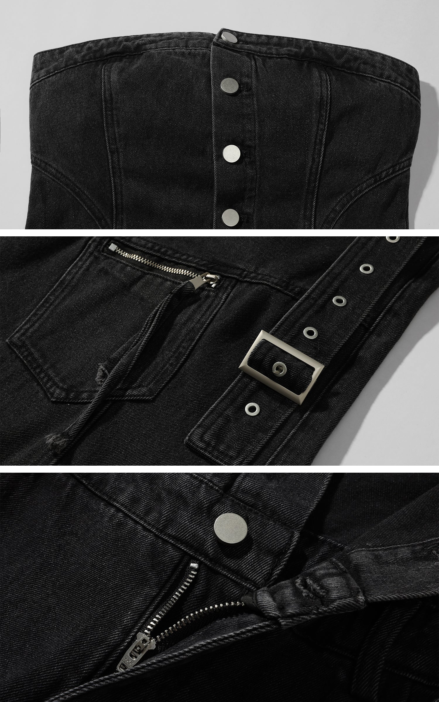 Rase le sol Black Structured Cargo Jumpsuit