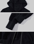 WARDEN EDGE Textured Fleece Cropped Hoodie & Wide Leg Sweatpants Set