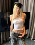 Rase le sol Rhinestone Logo Tube Top - PINKPARKS