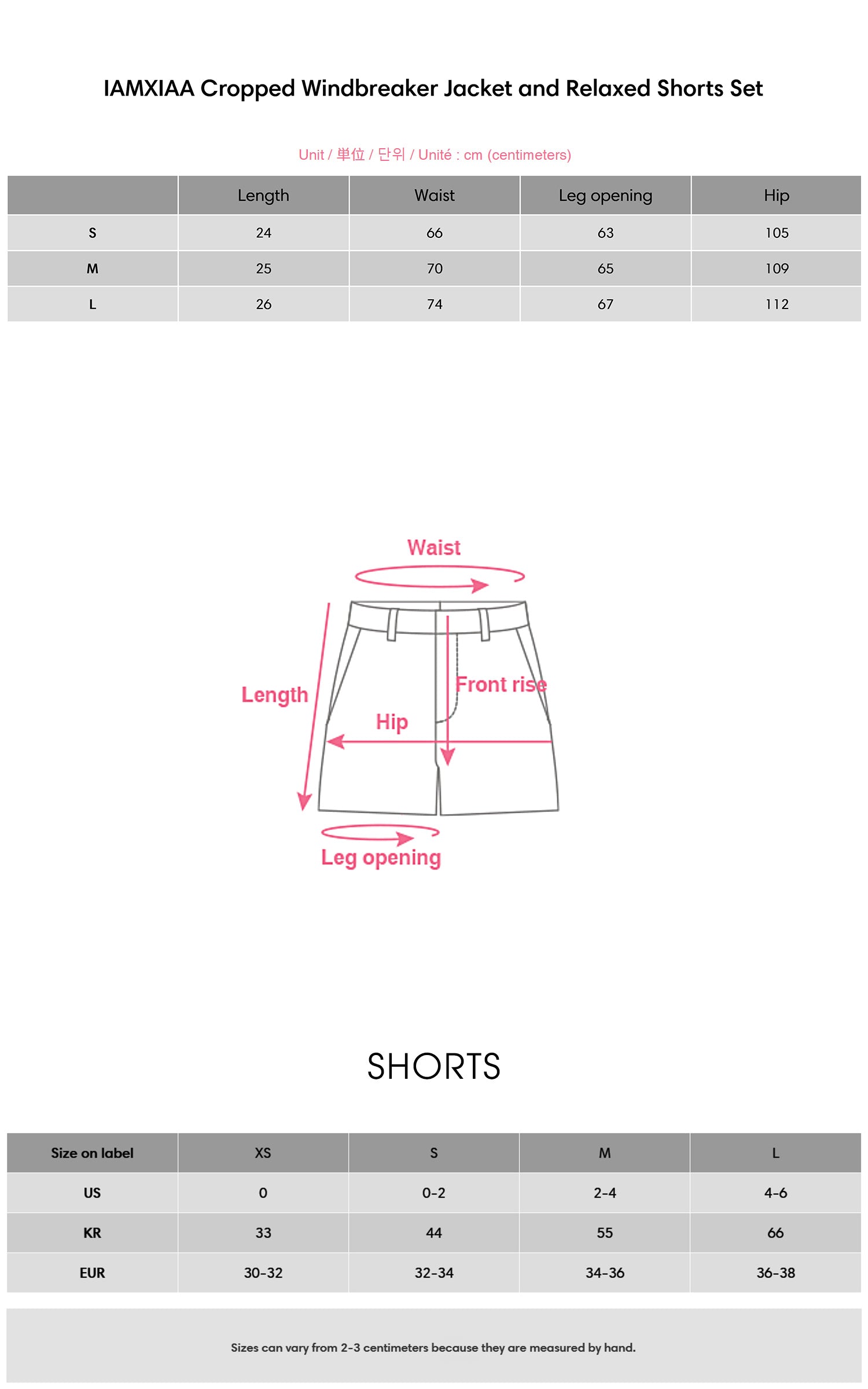 IAMXIAA Cropped Windbreaker Jacket and Relaxed Shorts Set