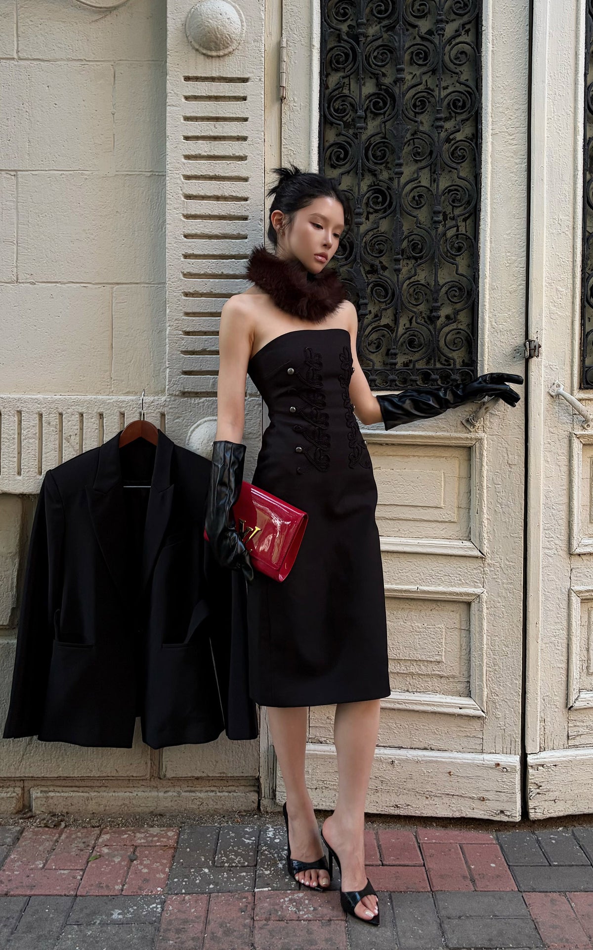 Hydrae Robe midi bustier inspirée du corset avec détails lacés brodés