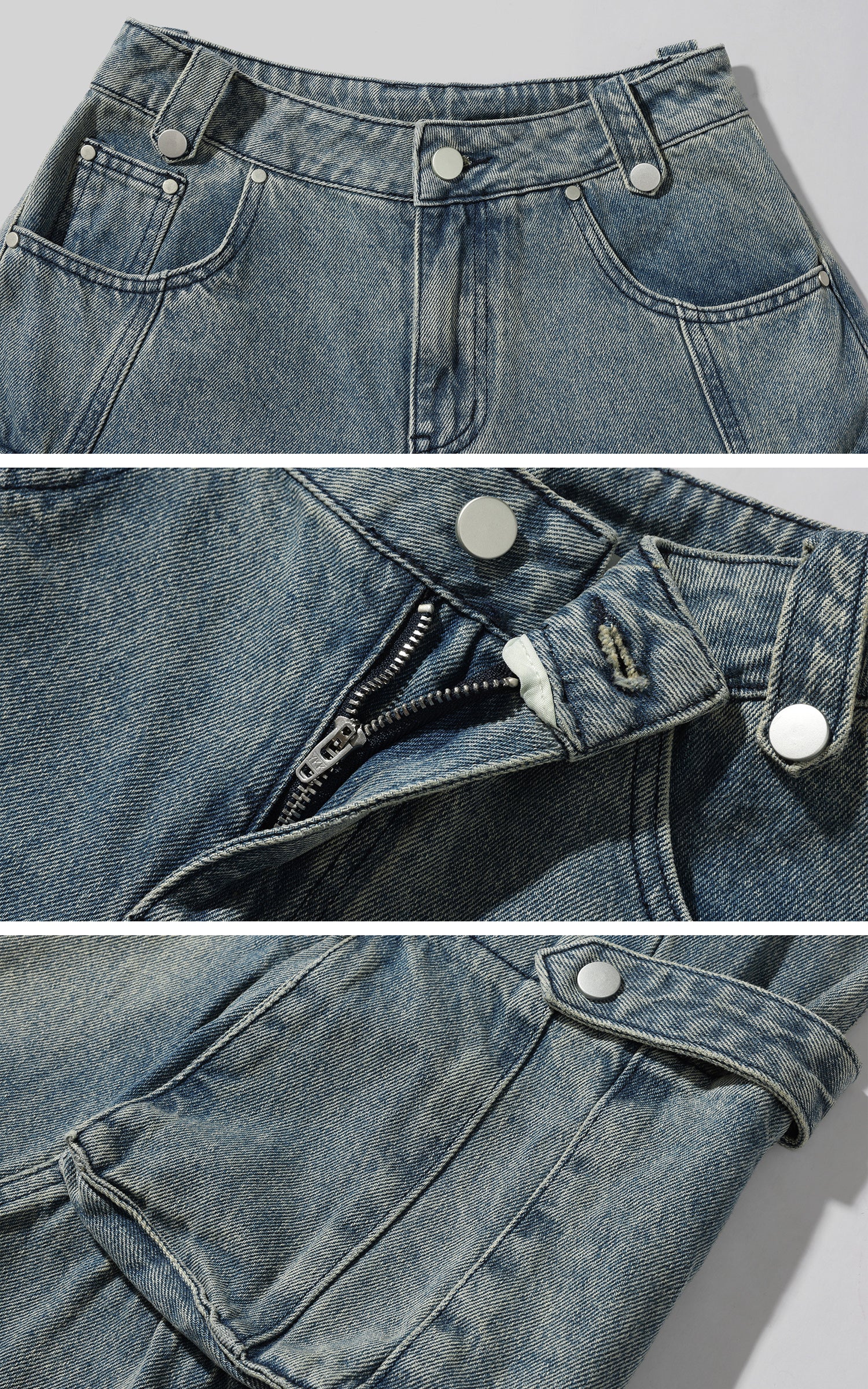Rase le sol Pantalon en jean déstructuré à jambes larges et effet usé