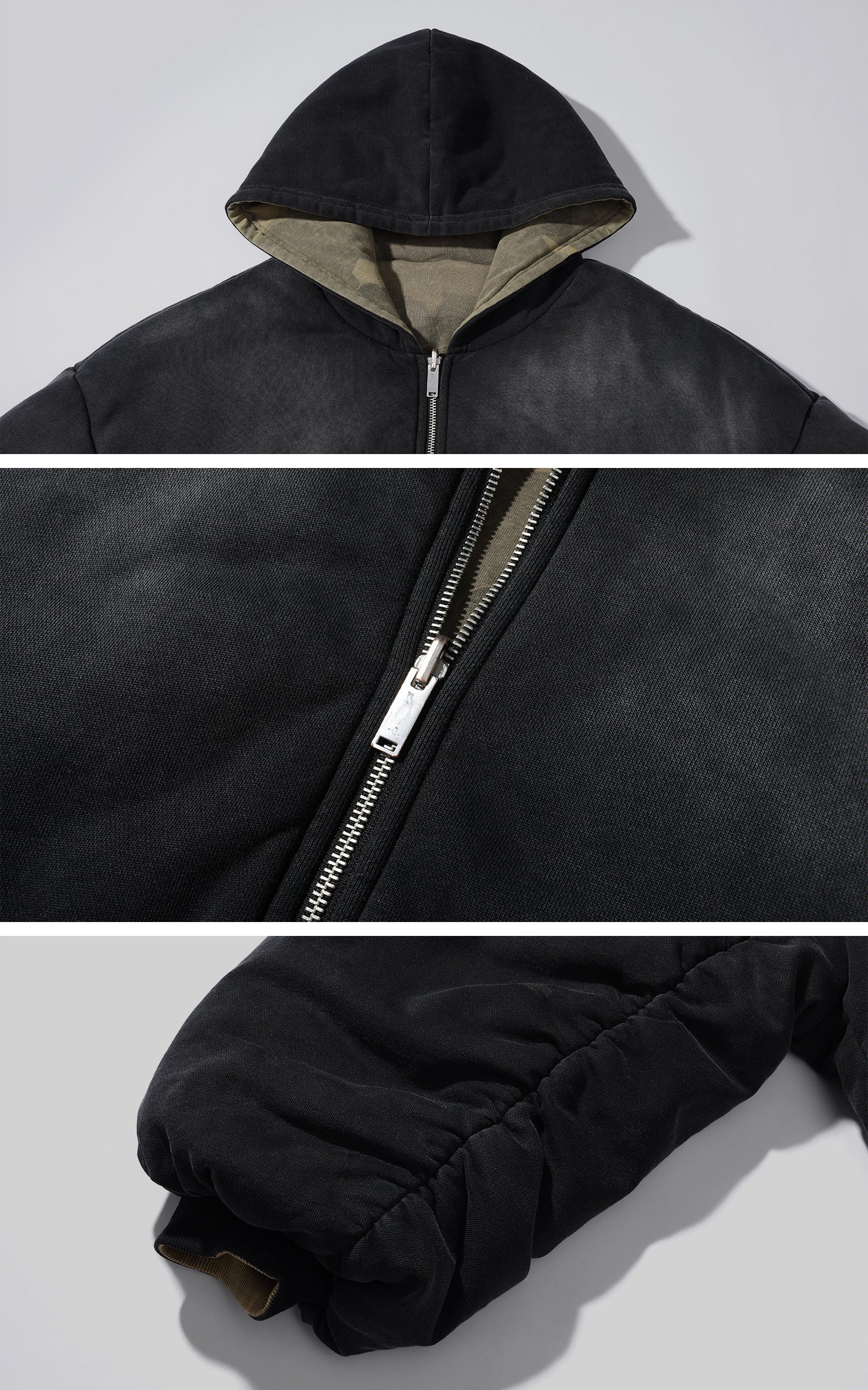 Rase le sol Reversible Hooded Puffer Jacket with Camo and Solid Color Sides