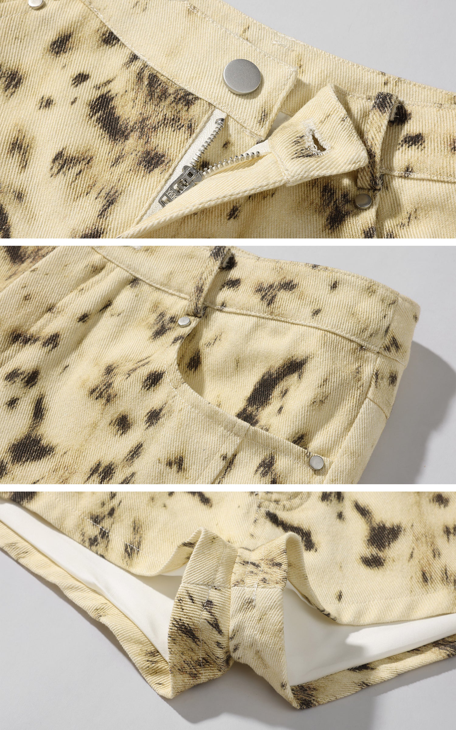 Rase le sol Leopard Print Denim Micro Shorts