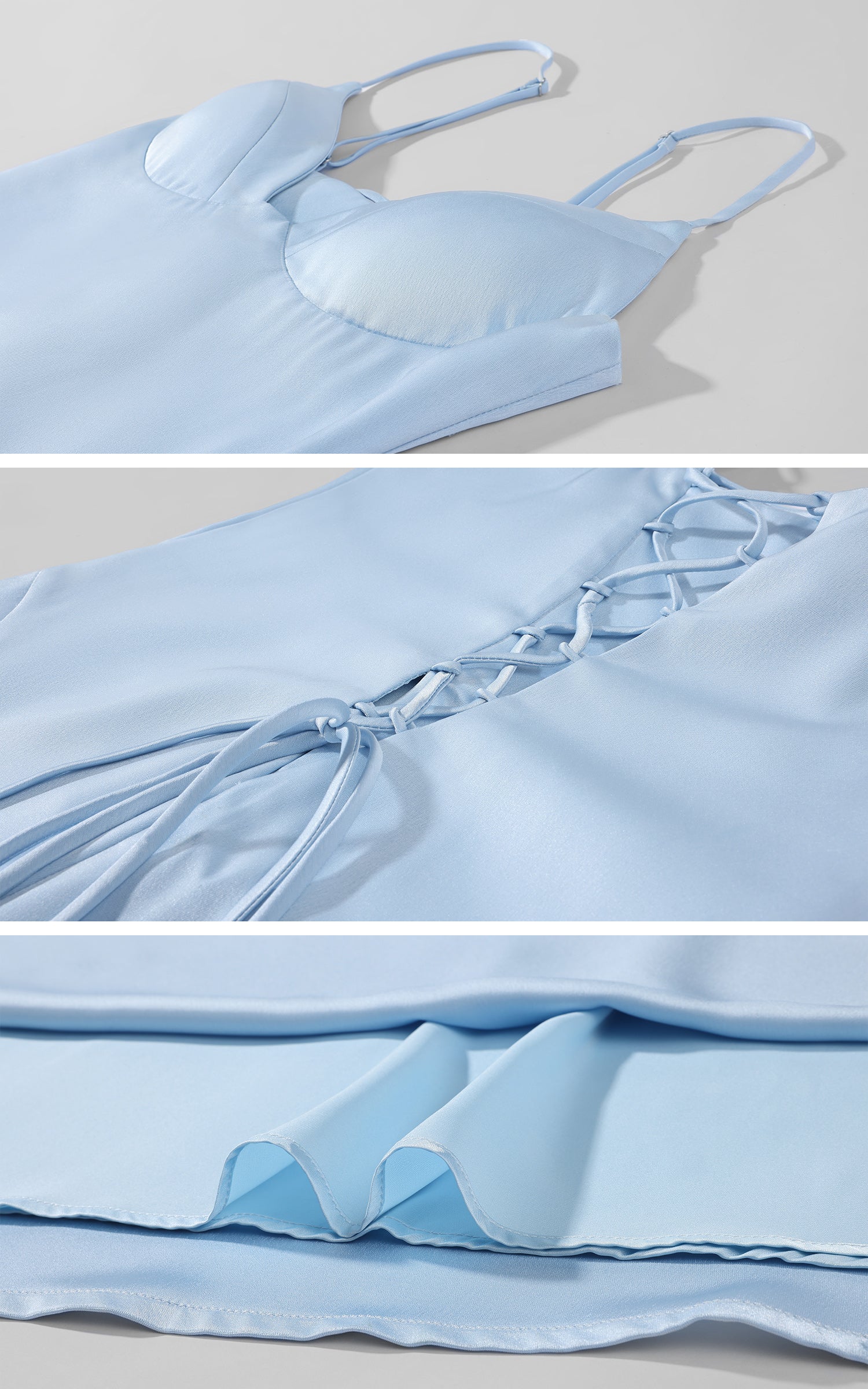 ROVENTE Lace-Up Satin Maxi Dress