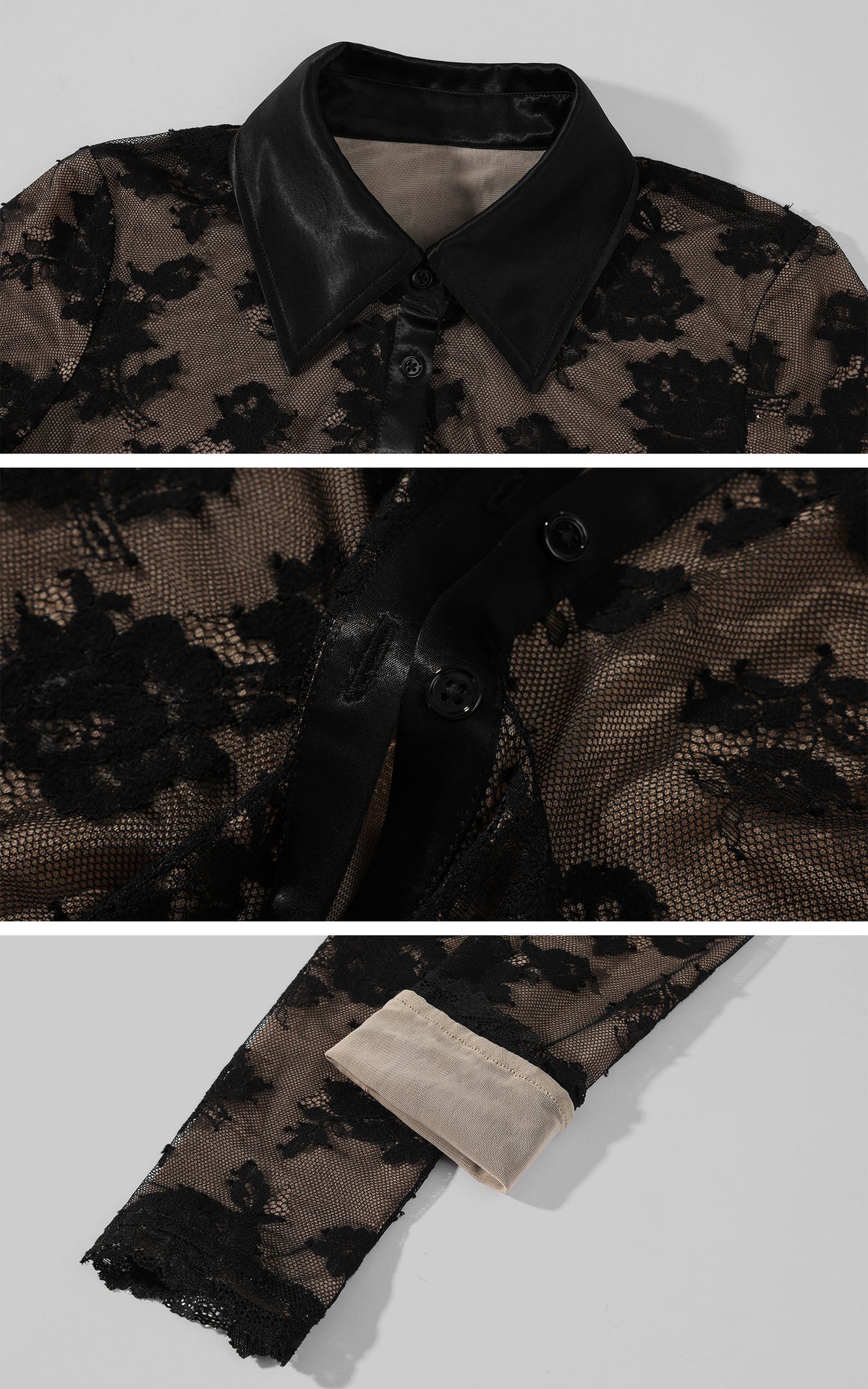 ROVENTE Floral Lace Shirt &amp; Maxi Skirt Set