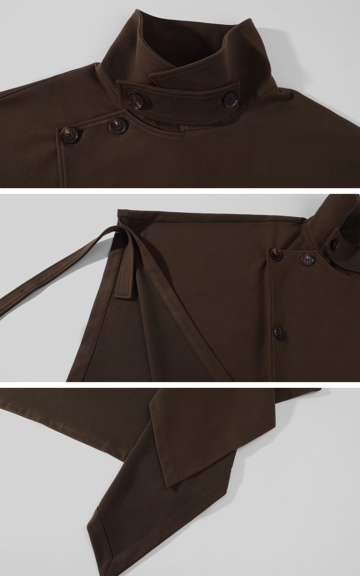 WARDEN EDGE Asymmetric High-Neck Draped Cape Top