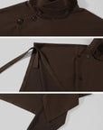 WARDEN EDGE Asymmetric High-Neck Draped Cape Top